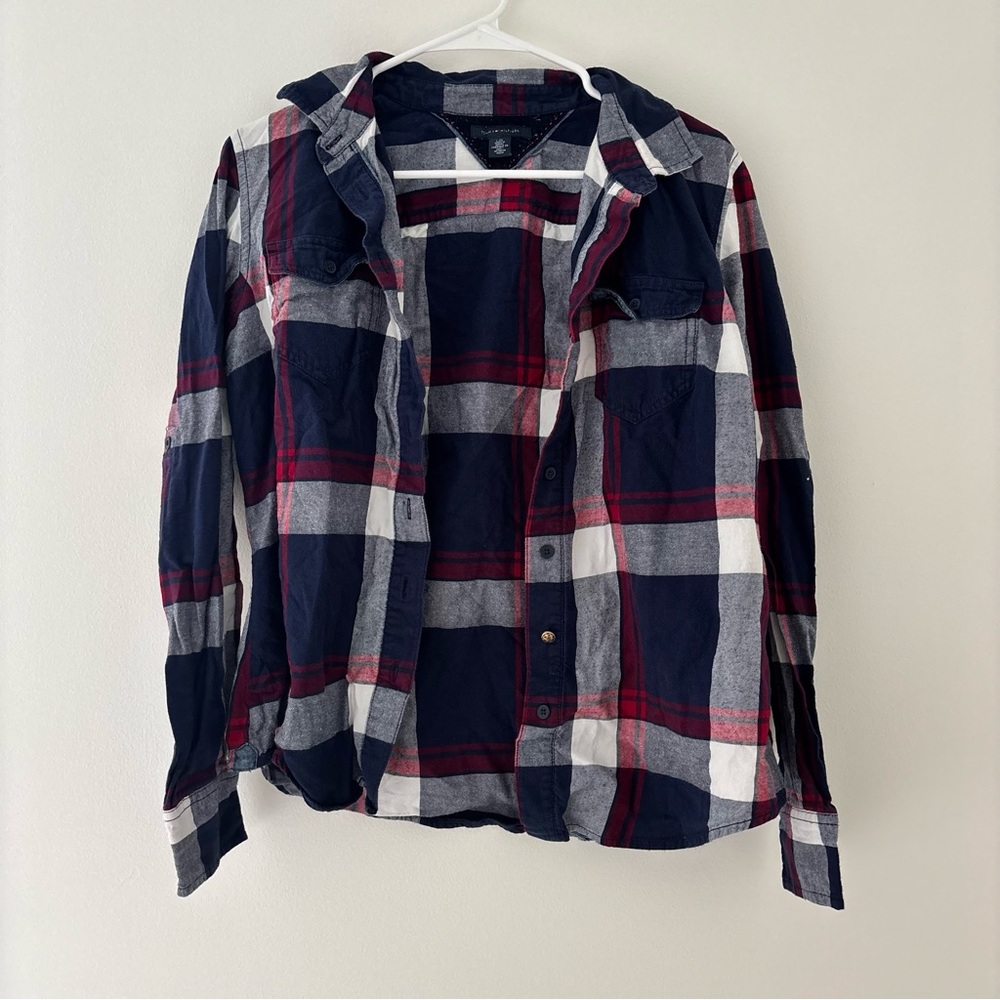 Vintage Tommy Hilfiger Plaid Navy and Red Flannel